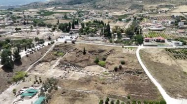 corinth, Yunanistan - Arkeoloji arka plan Tapınağı kalıntıları