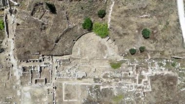 corinth, Yunanistan - Arkeoloji arka plan Tapınağı kalıntıları