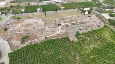Argolis, Peloponnese 'deki Miken arkeolojik alanı olan Tiryns' in antik akropolünün kalıntıları ve efsanevi kahraman Herkül 'ün 12 çalışmasını gerçekleştirdiği yer, Yunanistan.