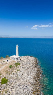 Laconia, Moreloponne 'daki Githio adasının (Gythio kasabası) havadan görünüşü