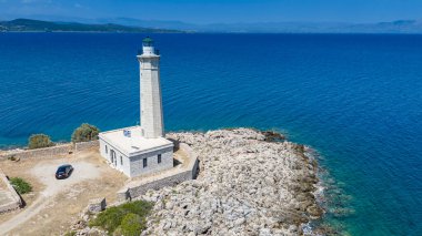 Laconia, Moreloponne 'daki Githio adasının (Gythio kasabası) havadan görünüşü