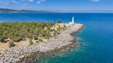 Laconia, Moreloponne 'daki Githio adasının (Gythio kasabası) havadan görünüşü