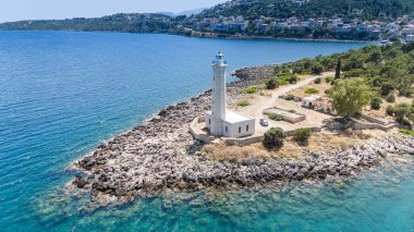 Laconia, Moreloponne 'daki Githio adasının (Gythio kasabası) havadan görünüşü