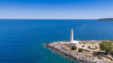 Laconia, Moreloponne 'daki Githio adasının (Gythio kasabası) havadan görünüşü