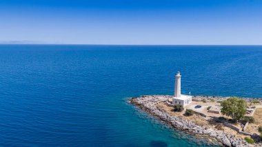 Laconia, Moreloponne 'daki Githio adasının (Gythio kasabası) havadan görünüşü