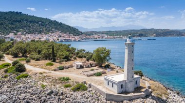 Laconia, Moreloponne 'daki Githio adasının (Gythio kasabası) havadan görünüşü