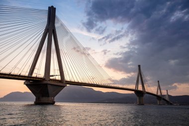 Aerial view of the Charilaos Trikoupis bridge Rio-Antirio in Greece clipart