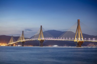 Aerial view of the Charilaos Trikoupis bridge Rio-Antirio in Greece clipart