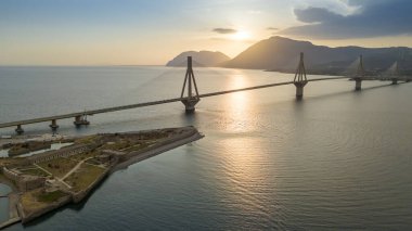 Aerial view of the Charilaos Trikoupis bridge Rio-Antirio in Greece clipart