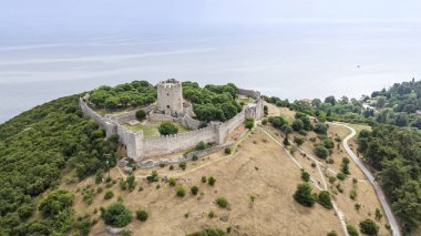 Platamon Kalesi, Pieria, Makedonya, Yunanistan'ın havadan görünümü