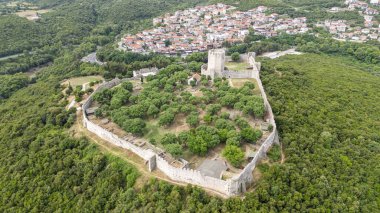 Platamon Kalesi, Pieria, Makedonya, Yunanistan'ın havadan görünümü