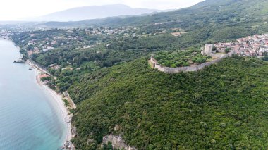 Platamon Kalesi, Pieria, Makedonya, Yunanistan'ın havadan görünümü