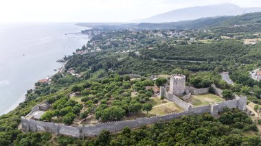 Platamon Kalesi, Pieria, Makedonya, Yunanistan'ın havadan görünümü