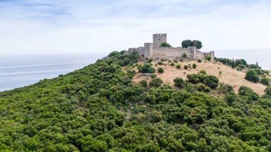 Platamon Kalesi, Pieria, Makedonya, Yunanistan'ın havadan görünümü