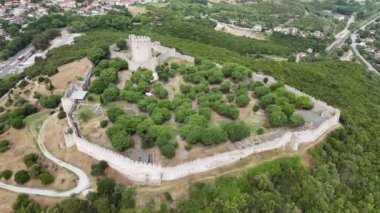 Platamon Kalesi, Pieria, Makedonya, Yunanistan'ın havadan görünümü