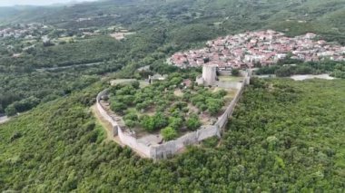 Platamon Kalesi, Pieria, Makedonya, Yunanistan'ın havadan görünümü