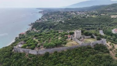 Platamon Kalesi, Pieria, Makedonya, Yunanistan'ın havadan görünümü