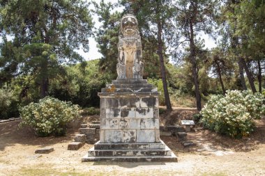 Amphipolis Aslanı, Makedonya 'nın Amphipolis şehrinde MÖ 4. yüzyıldan kalma bir mezar heykelidir. Macedon Kralı İskender' in önemli bir generali olan Mytilene 'li Laomedon' un anısına yapılmıştır..