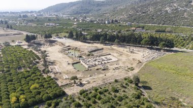 Claros 'un (Klaros, Clarus) Ionia kıyısındaki antik bir Yunan mabedi manzarası.