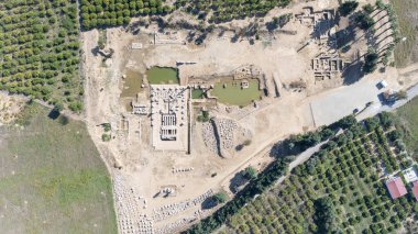 Claros 'un (Klaros, Clarus) Ionia kıyısındaki antik bir Yunan mabedi manzarası.