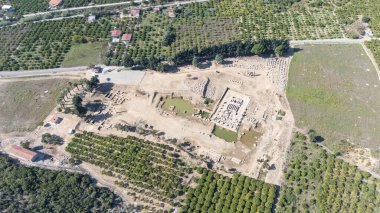 Claros 'un (Klaros, Clarus) Ionia kıyısındaki antik bir Yunan mabedi manzarası.