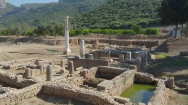 Claros 'un (Klaros, Clarus) Ionia kıyısındaki antik bir Yunan mabedi manzarası.