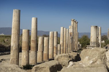 Magnesia Antik Kenti, İyonya 'daki antik bir Yunan kenti olan Maeander' da harabe halindedir. Aydın, Türkiye.