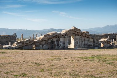 Magnesia Antik Kenti, İyonya 'daki antik bir Yunan kenti olan Maeander' da harabe halindedir. Aydın, Türkiye.