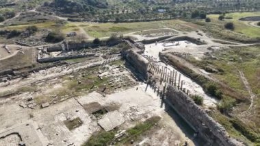 Magnesia Antik Kenti, İyonya 'daki antik bir Yunan kenti olan Maeander' da harabe halindedir. Aydın, Türkiye.