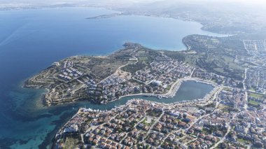 Dalyan Village drone view in Cesme Peninsula of Turkey clipart