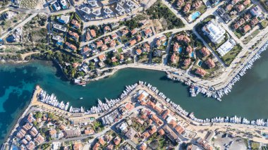 Dalyan Village drone view in Cesme Peninsula of Turkey clipart