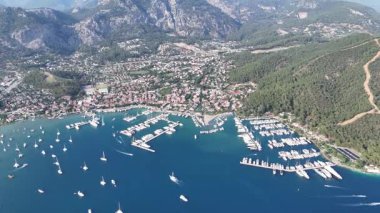 Gocek Marina ve Gocek İHA Videosu, Gocek Fethiye, Mugla Türkiye (Türkiye)