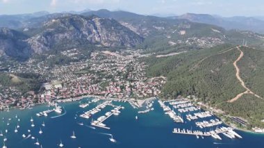 Gocek Marina ve Gocek İHA Videosu, Gocek Fethiye, Mugla Türkiye (Türkiye)