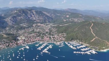 Gocek Marina ve Gocek İHA Videosu, Gocek Fethiye, Mugla Türkiye (Türkiye)