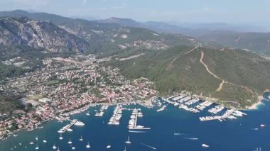 Gocek Marina ve Gocek İHA Videosu, Gocek Fethiye, Mugla Türkiye (Türkiye)