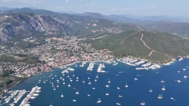 Gocek Marina ve Gocek İHA Videosu, Gocek Fethiye, Mugla Türkiye (Türkiye)