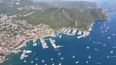 Gocek Marina ve Gocek İHA Videosu, Gocek Fethiye, Mugla Türkiye (Türkiye)