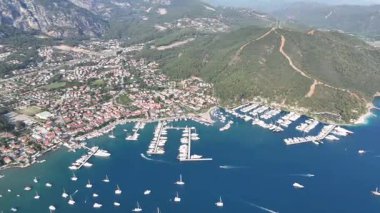 Gocek Marina ve Gocek İHA Videosu, Gocek Fethiye, Mugla Türkiye (Türkiye)