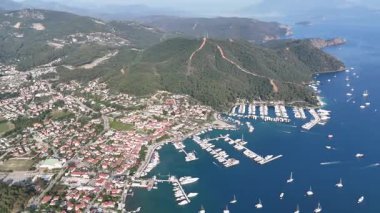 Gocek Marina ve Gocek İHA Videosu, Gocek Fethiye, Mugla Türkiye (Türkiye)