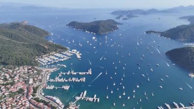 Gocek Marina ve Gocek İHA Videosu, Gocek Fethiye, Mugla Türkiye (Türkiye)