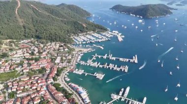Gocek Marina ve Gocek İHA Videosu, Gocek Fethiye, Mugla Türkiye (Türkiye)