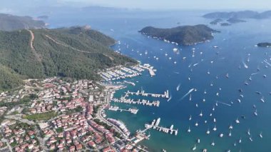 Gocek Marina ve Gocek İHA Videosu, Gocek Fethiye, Mugla Türkiye (Türkiye)