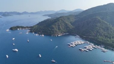 Gocek Marina ve Gocek İHA Videosu, Gocek Fethiye, Mugla Türkiye (Türkiye)