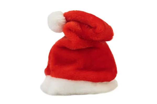Alleenstaande Kerstman Rode Hoed Geïsoleerd Witte Achtergrond Close — Stockfoto