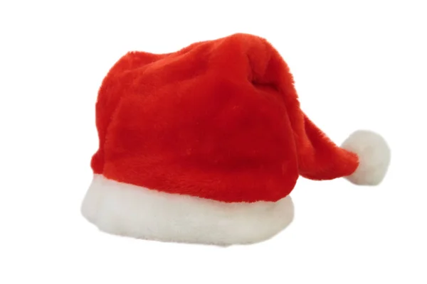 Chapeau Rouge Père Noël Célibataire Isolé Sur Fond Blanc Gros — Photo