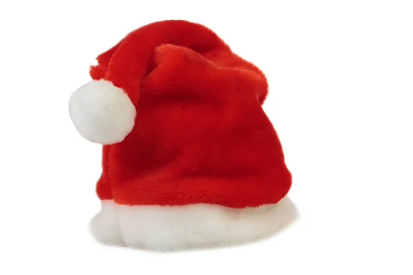 Single Santa Claus Red Hat Isolated White Background Close — Stock Photo, Image