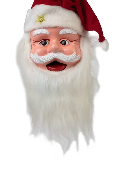 Jultomtens Mask Isolerad Över Vit Bakgrund Närbild — Stockfoto