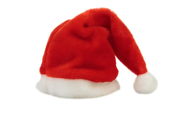 Bekar Noel Baba Kırmızı Şapka Beyaz Arka Planda Izole Edilmiş — Stok fotoğraf