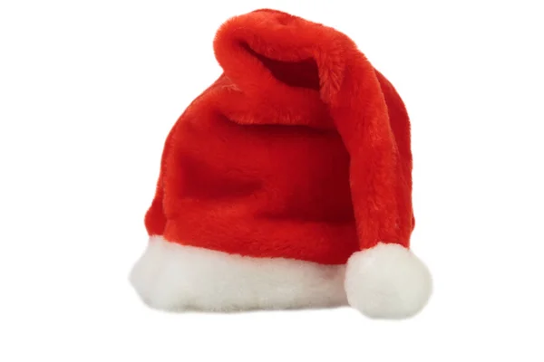 Single Santa Claus Red Hat Isolated White Background Close — Stock Photo, Image