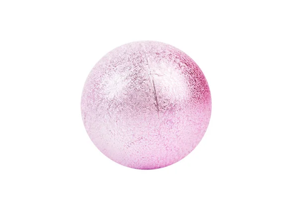 Růžový Jiskřivý Míček Zvýrazněním Izolované Bílém Pozadí Detailní Záběr — Stock fotografie